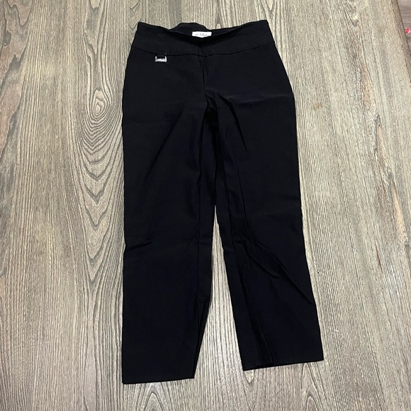 Peck & Peck Petite Pull-On Trouser Dress Pants Mid Rise Stretch Black Size 2P - Picture 1 of 7